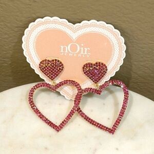 nOir Jewelry Pink Heart Earrings